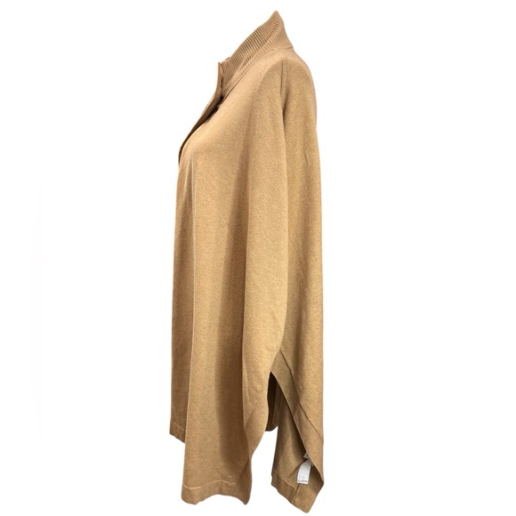 Banana Republic Factory Camel Knit Button Poncho Cape M/L Oversized - Picture 9 of 13
